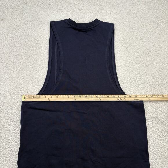 Gymshark Premium Lifting Drop Arm Tank Large Regular Fit Navy Gym Workout Muscle - Picture 5 of 6
